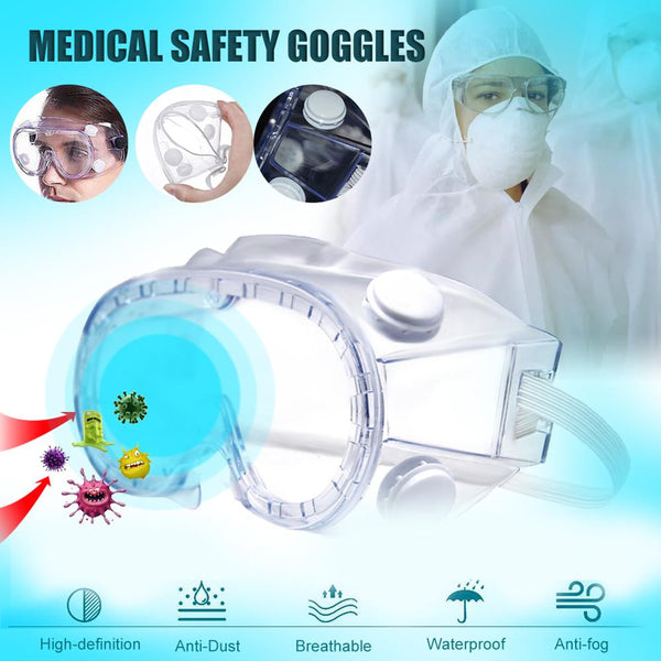 Saft Medical Goggles Anti-virus Dust Proof Transparent Protective Glasses Goggles for Chemical Research Cycling Riding (Black) - Stardust Hut