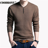 COODRONY Sweater Men Casual V-Neck Pullover Men Autumn Slim Fit Long Sleeve Shirt Mens Sweaters Knitted Cashmere Wool Pull Homme - Stardust Hut