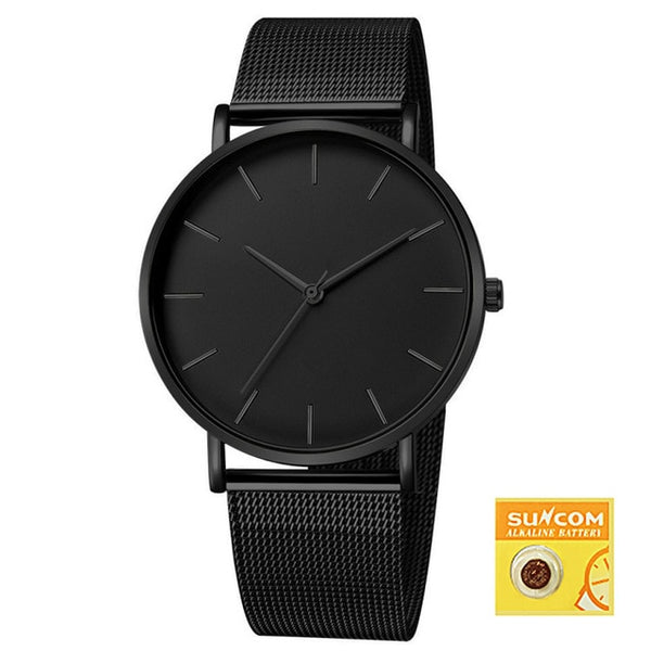 DONROSIN Men Casual Slim Black Mesh Steel Wrist Sport Watch Fashion Mens Watches Top Brand Luxury Quartz Watch Relogio Masculino - Stardust Hut