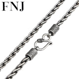 FNJ 4mm Rope Chain Necklaces 925 Silver 45cm to 65cm Fashion Original S925 Thai Silver Women Men Necklace Jewelry Weave - Stardust Hut