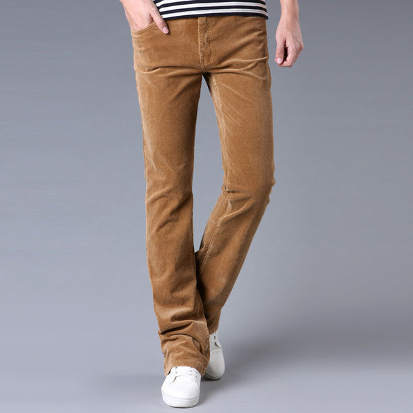 Spring and Autumn Men's jeans Casual Micro Bell-bottomed Corduroy trousers Korean version of the Stretch Slim Wide Leg pants - Stardust Hut